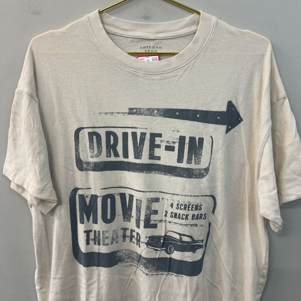 American Eagle Beige Drive In Movie Short Sleeve Graphic Tee Medium