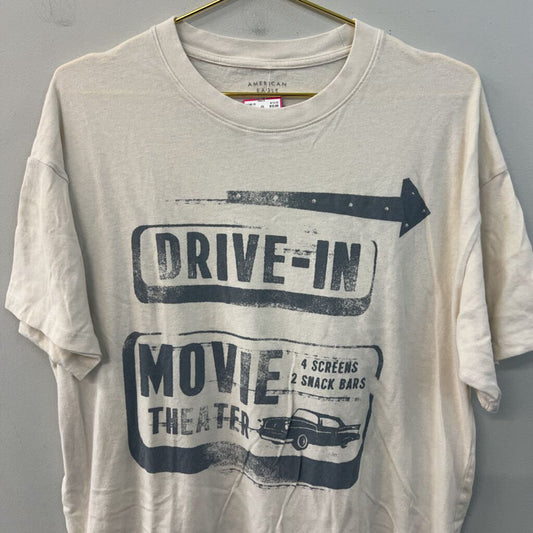 American Eagle Beige Drive In Movie Short Sleeve Graphic Tee Medium