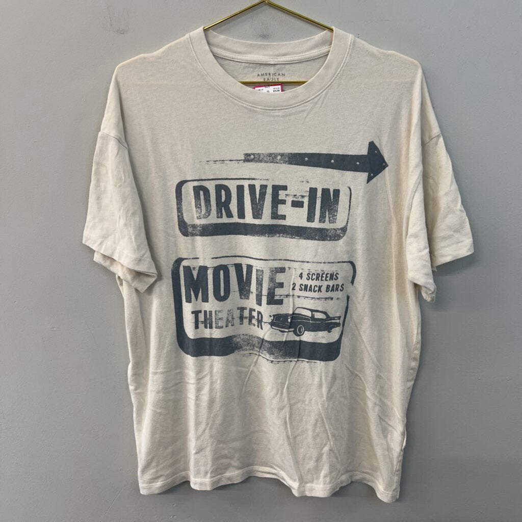 American Eagle Beige Drive In Movie Short Sleeve Graphic Tee Medium