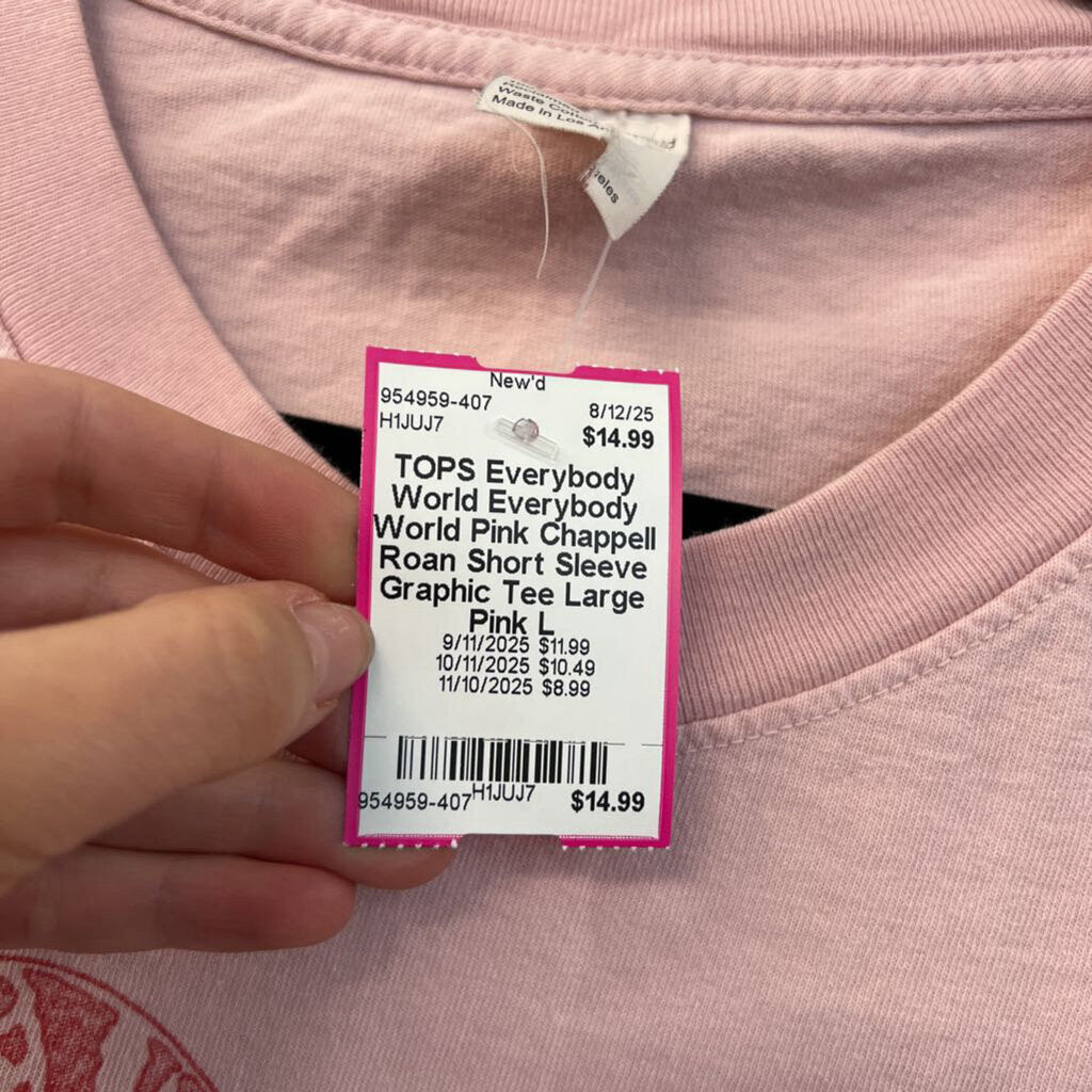 Everybody World Pink Chappell Roan Short Sleeve Graphic Tee Large