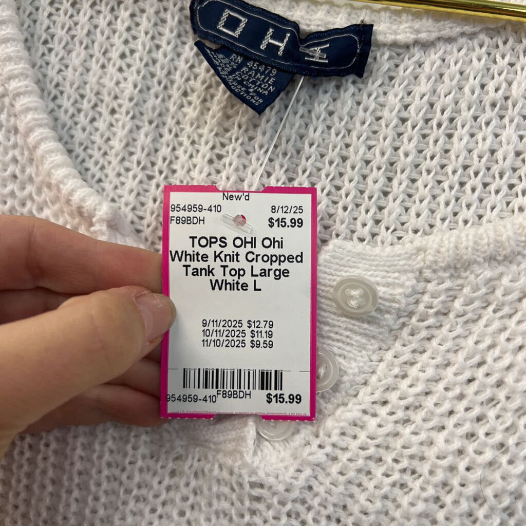 Ohi White Knit Cropped Tank Top Large