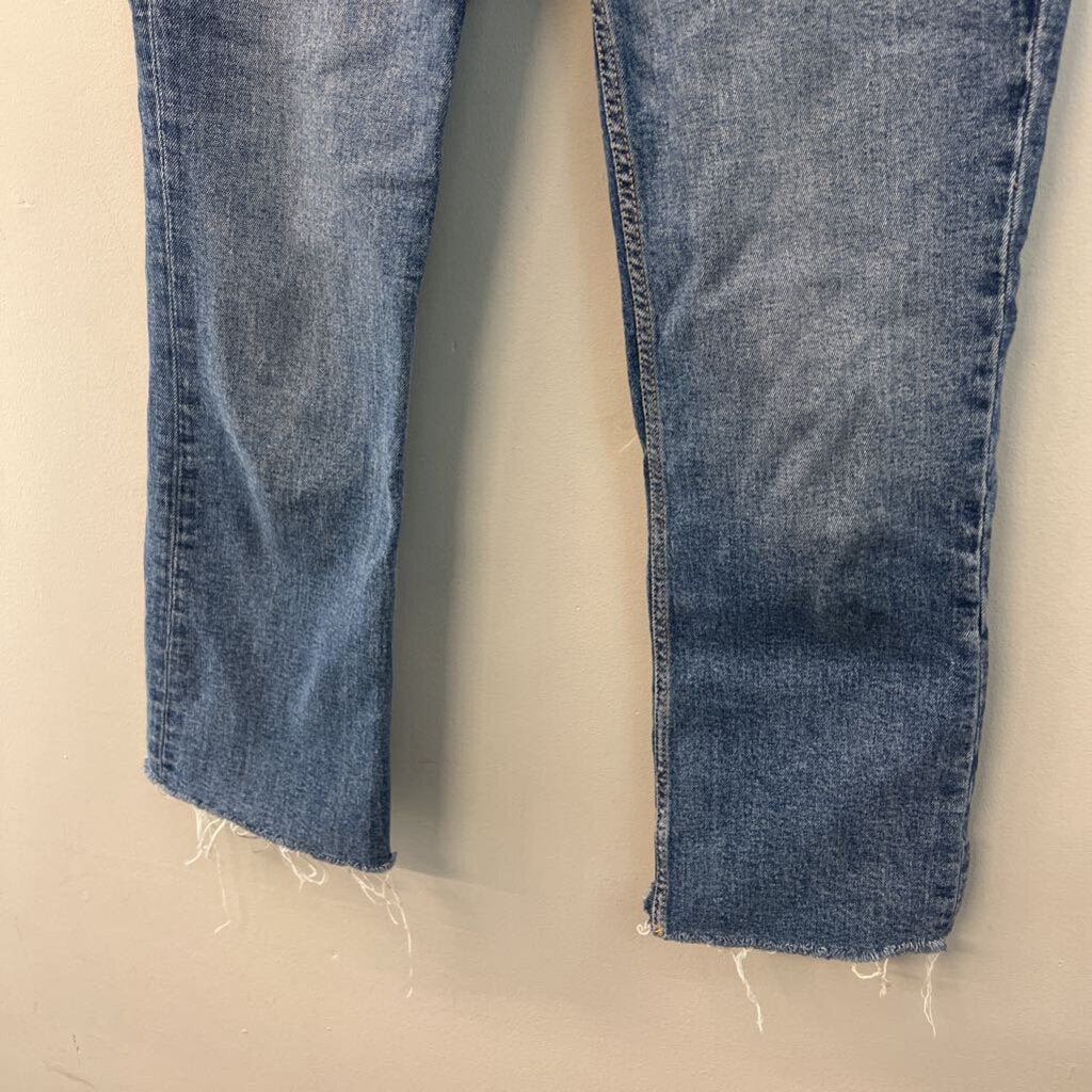 Zara Medium Wash Frayed Hem Jeans 6
