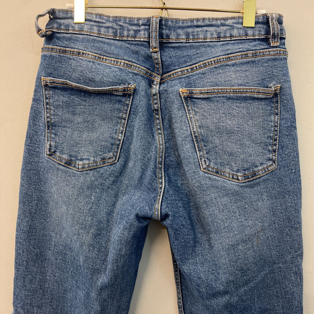 Zara Medium Wash Frayed Hem Jeans 6