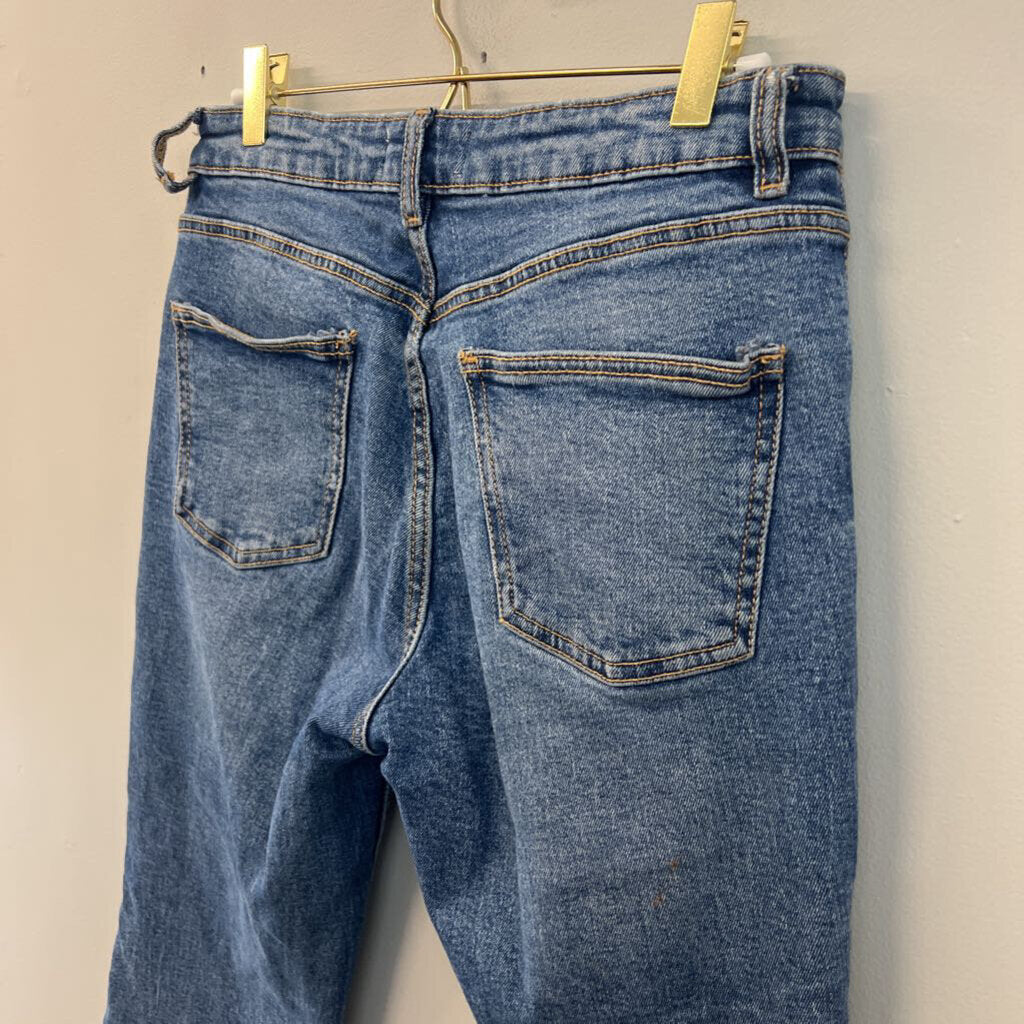 Zara Medium Wash Frayed Hem Jeans 6