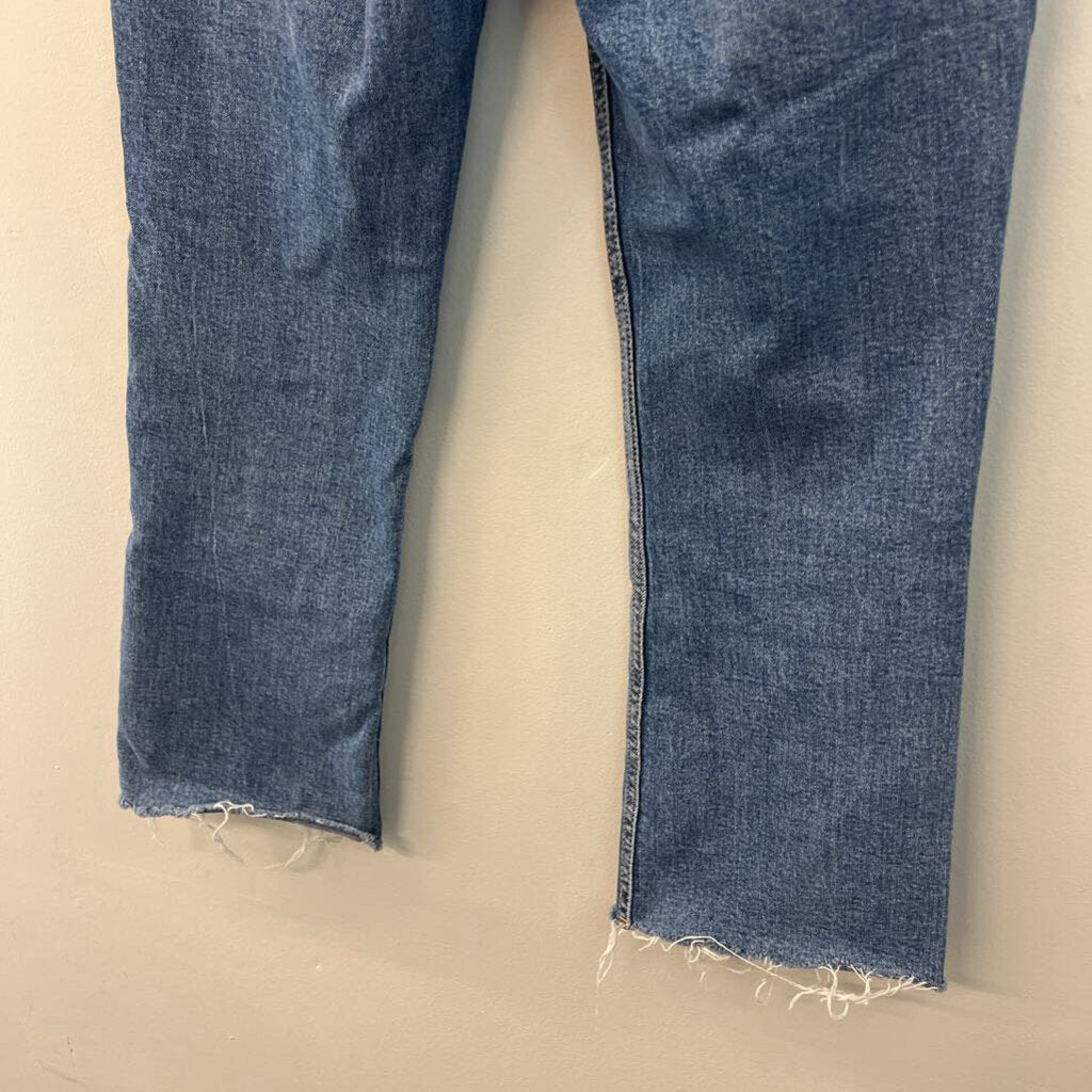 Zara Medium Wash Frayed Hem Jeans 6