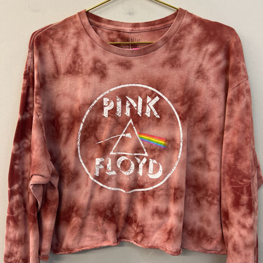 Chemistry Pink/ Red Tie Dye Cropped Pink Floyd Long Sleeve Graphic Tee Extra Large