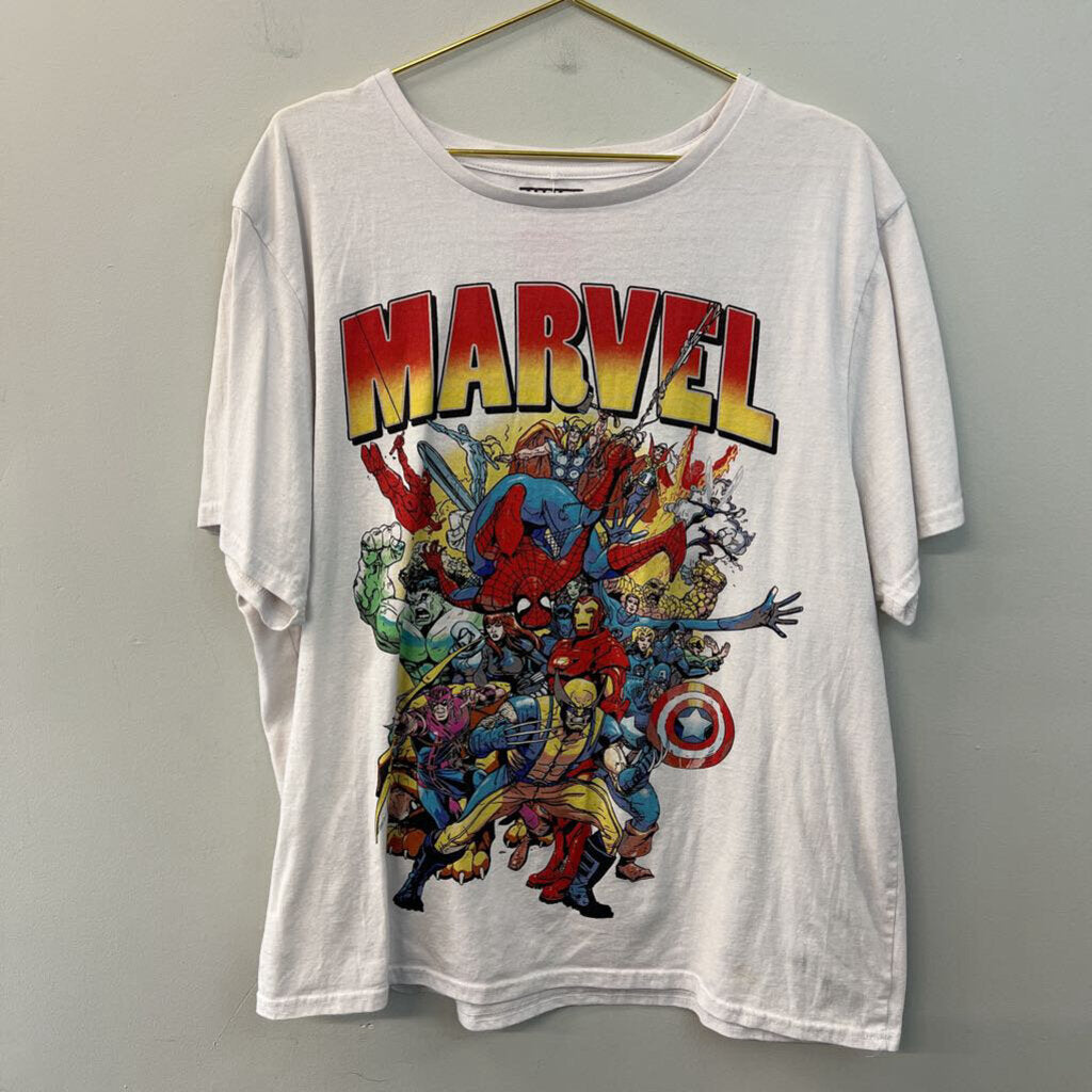 Marvel White/ Multi Short Sleeve Graphic Tee 2XL