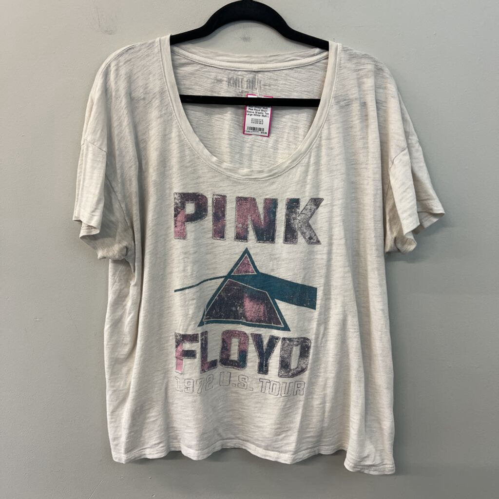 Knit Riot White/ Multi Pink Floyd Short Sleeve Graphic Tee Large