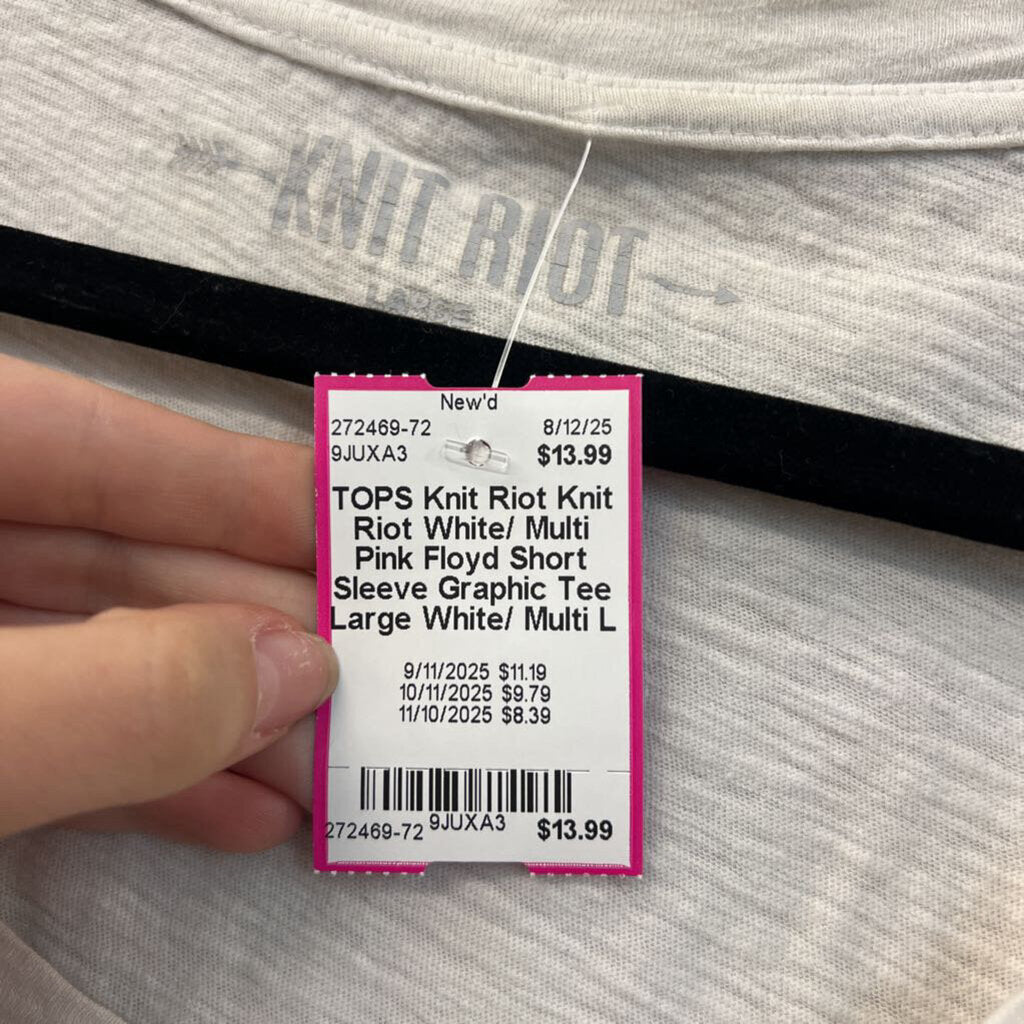Knit Riot White/ Multi Pink Floyd Short Sleeve Graphic Tee Large