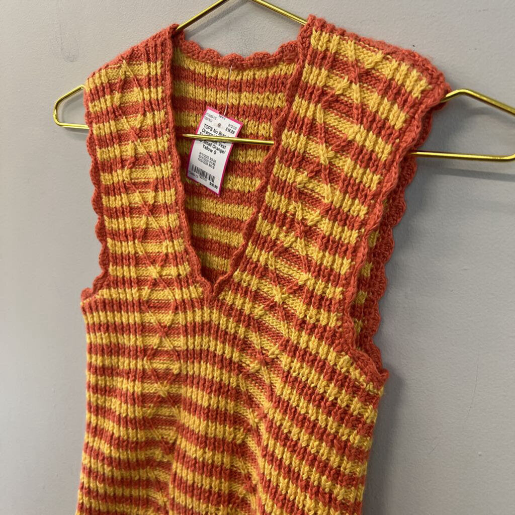 Orange/ Yellow Striped Knit Vest Top Small