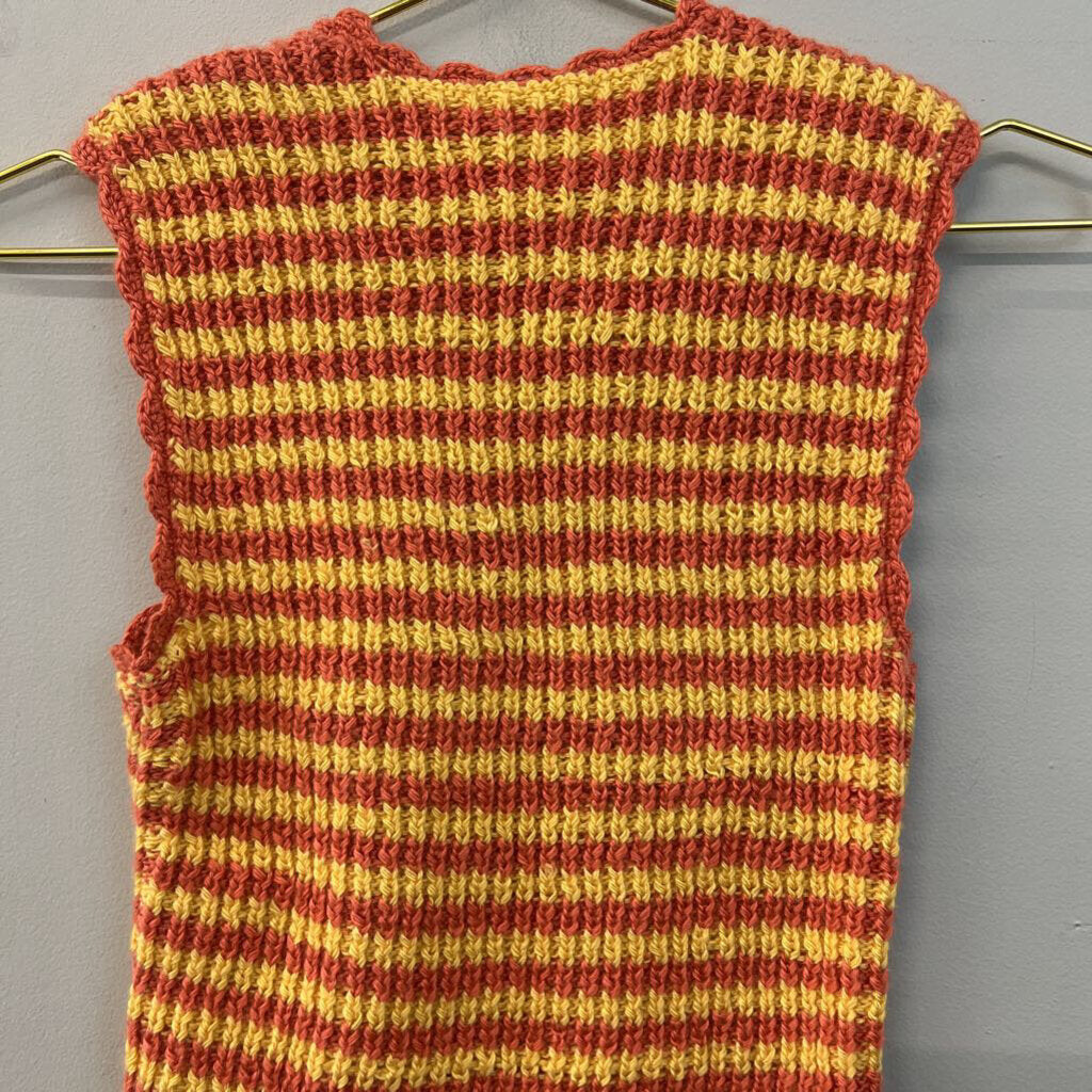 Orange/ Yellow Striped Knit Vest Top Small