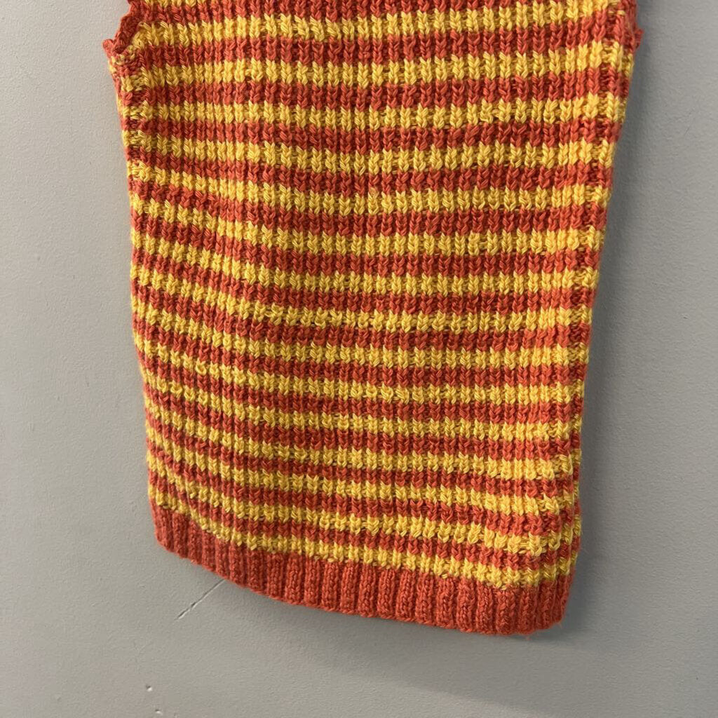Orange/ Yellow Striped Knit Vest Top Small