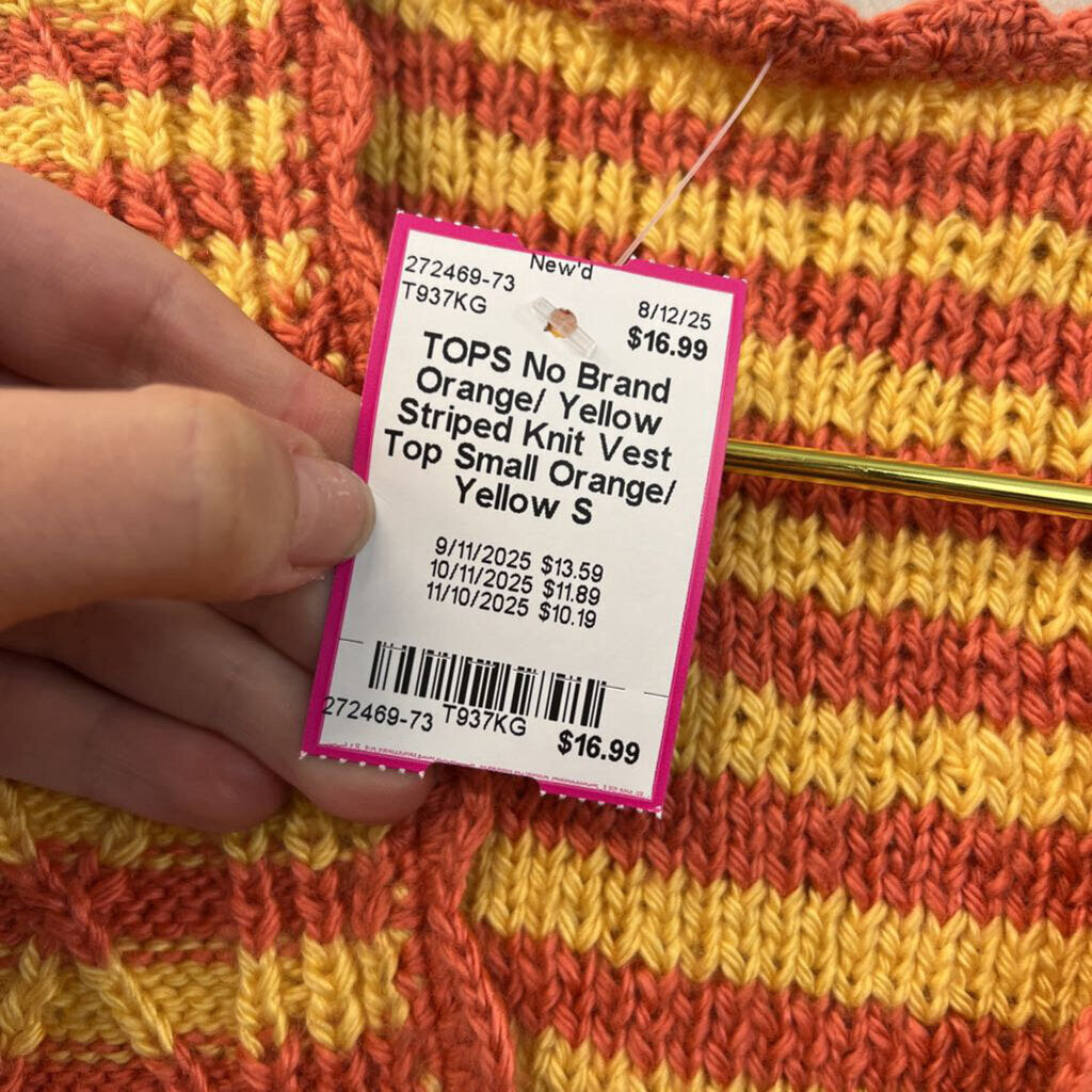 Orange/ Yellow Striped Knit Vest Top Small