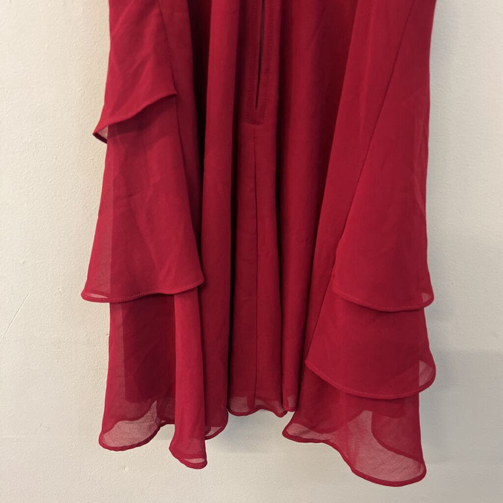 City Studio Red Embroidered Sequin High Neck Top Short Formal Dress 1