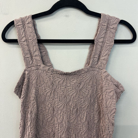 Arula Purple Textured Flower Print Stretchy Tank Top 0X/1X