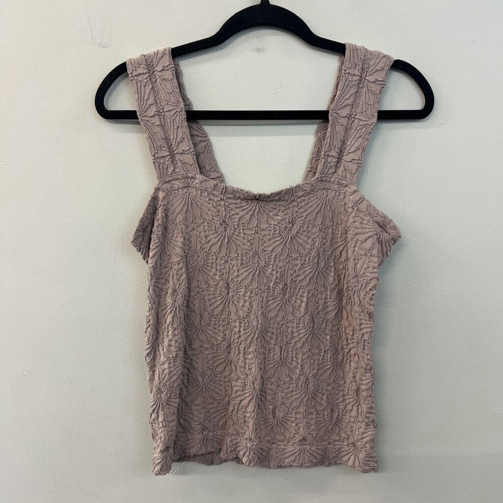 Arula Purple Textured Flower Print Stretchy Tank Top 0X/1X