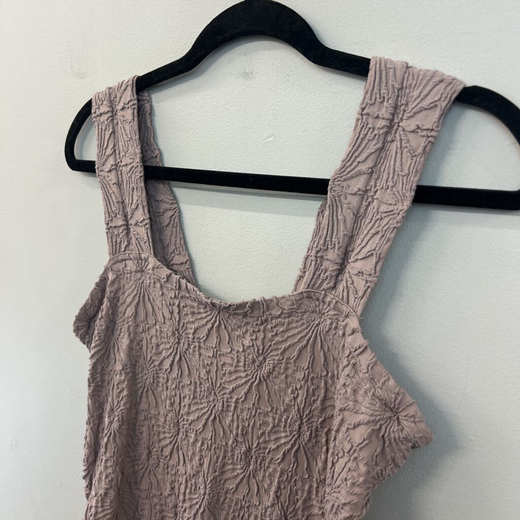Arula Purple Textured Flower Print Stretchy Tank Top 0X/1X