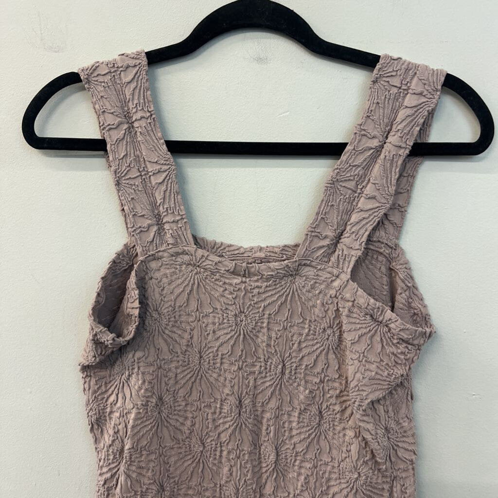 Arula Purple Textured Flower Print Stretchy Tank Top 0X/1X