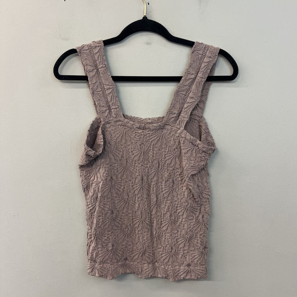 Arula Purple Textured Flower Print Stretchy Tank Top 0X/1X