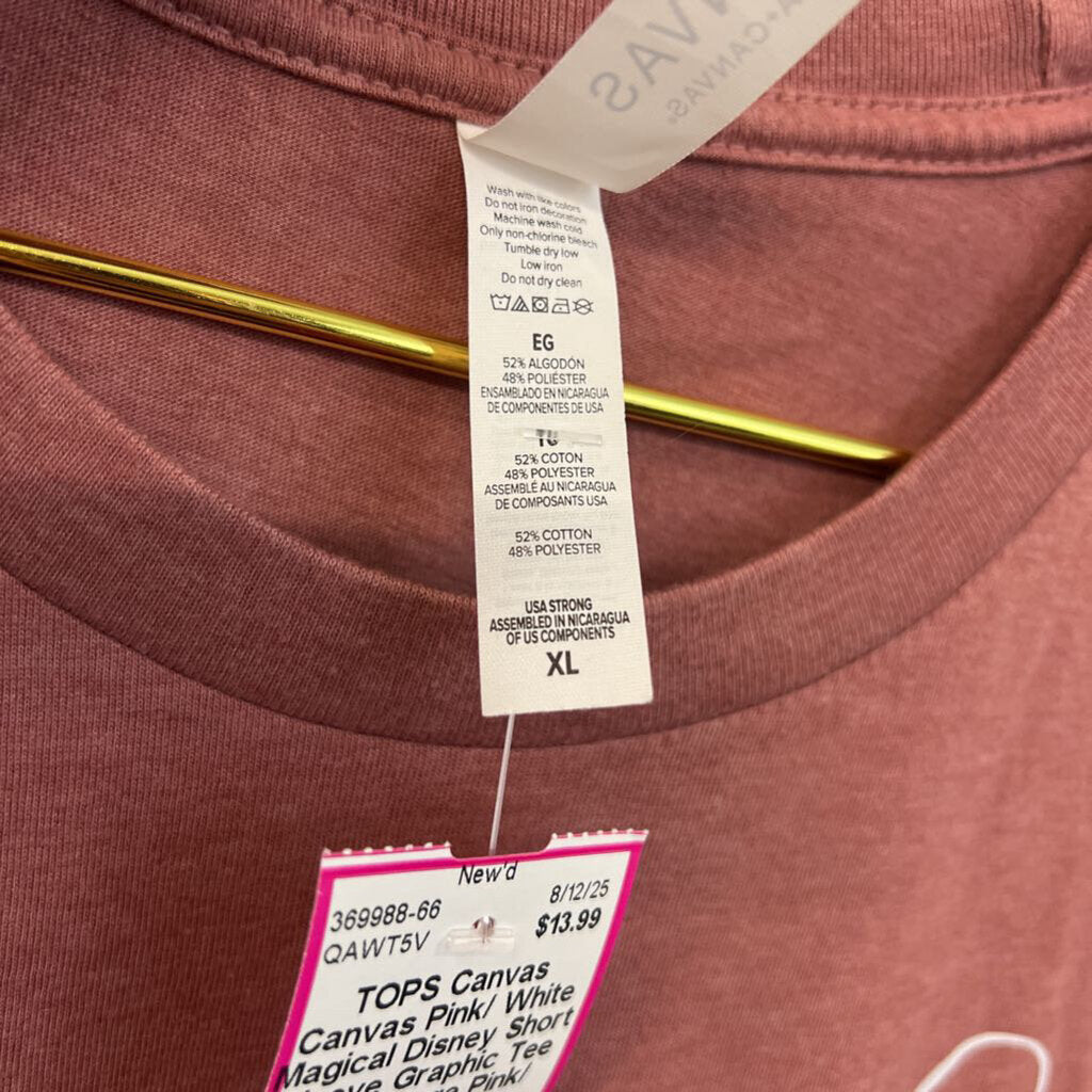 Canvas Pink/ White Magical Disney Short Sleeve Graphic Tee Extra Large