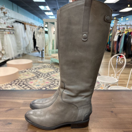 Sam Edelman Grey Leather Penny Riding Boots 7