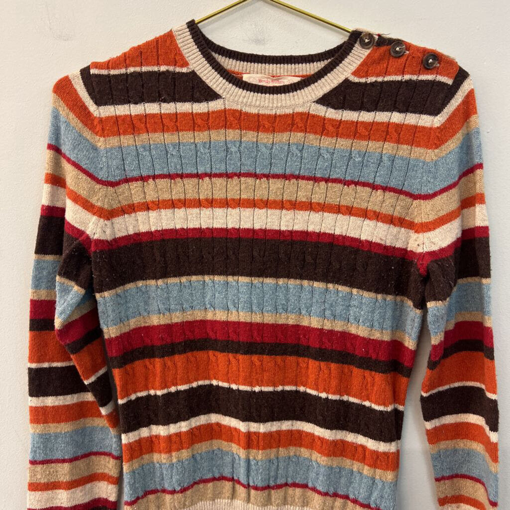 Brooks Brothers Brown/ Multi Striped Cable Knit Long Sleeve Sweater Top Small