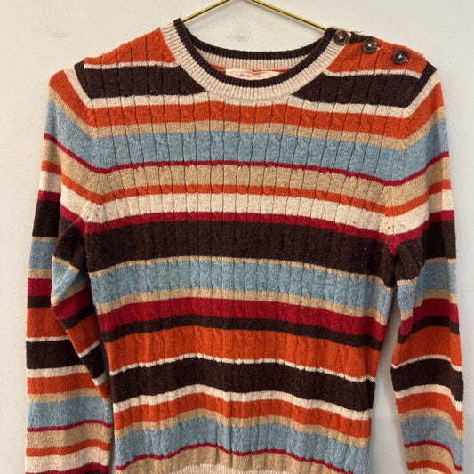 Brooks Brothers Brown/ Multi Striped Cable Knit Long Sleeve Sweater Top Small