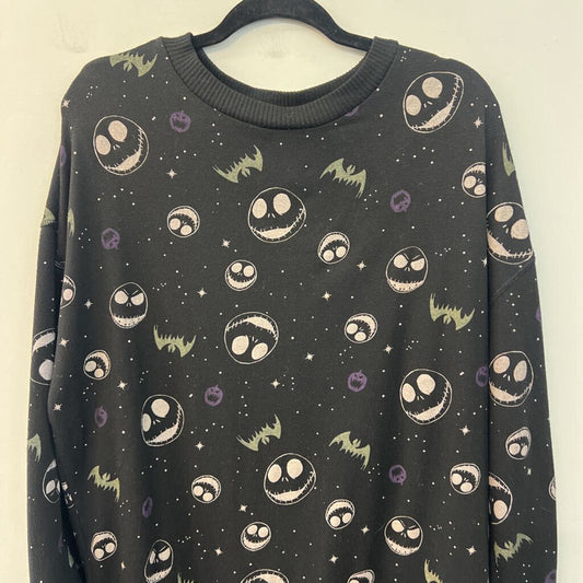 Black/ Multi Jack Skellington Long Sleeve Tunic Pullover Large