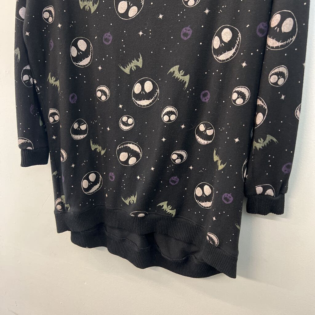 Black/ Multi Jack Skellington Long Sleeve Tunic Pullover Large