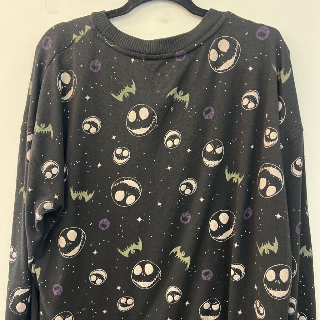 Black/ Multi Jack Skellington Long Sleeve Tunic Pullover Large