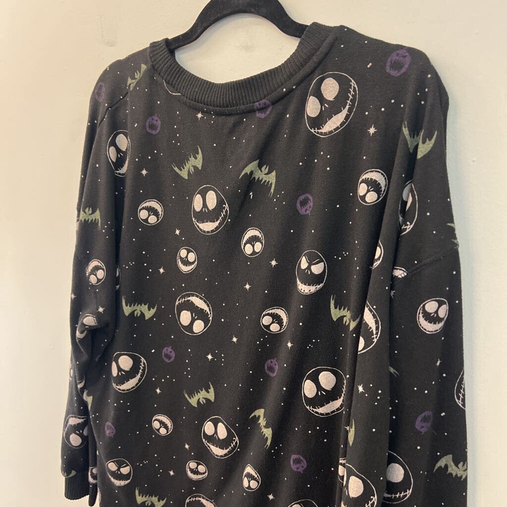 Black/ Multi Jack Skellington Long Sleeve Tunic Pullover Large
