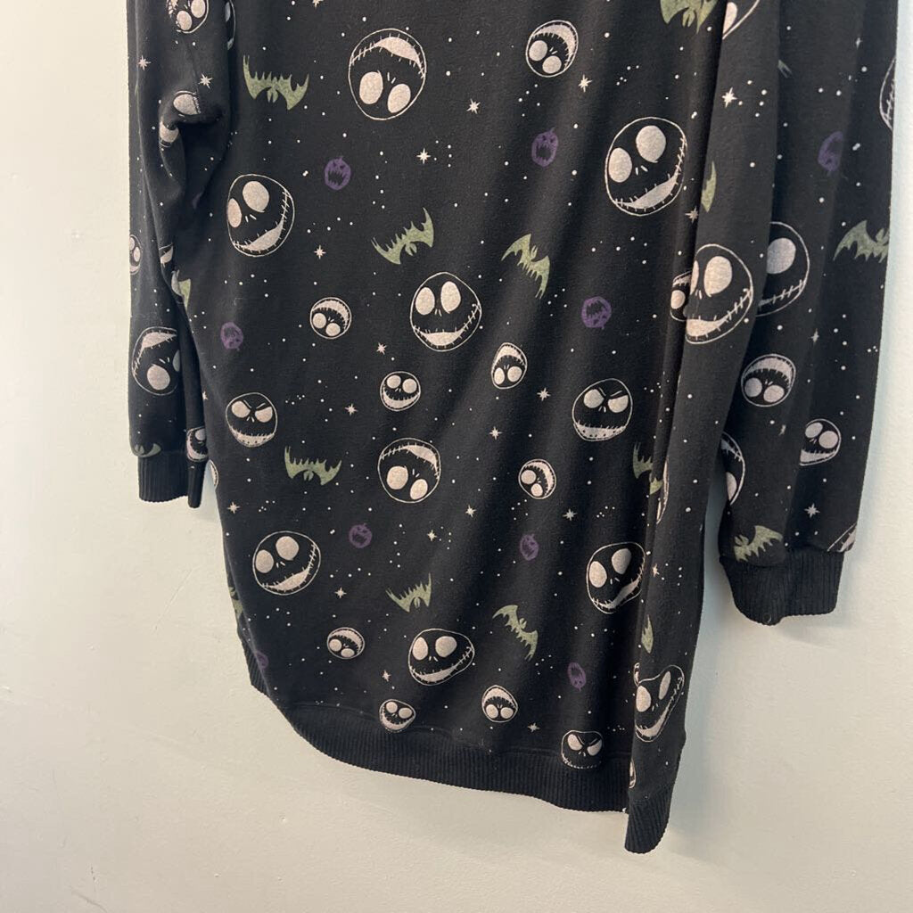 Black/ Multi Jack Skellington Long Sleeve Tunic Pullover Large