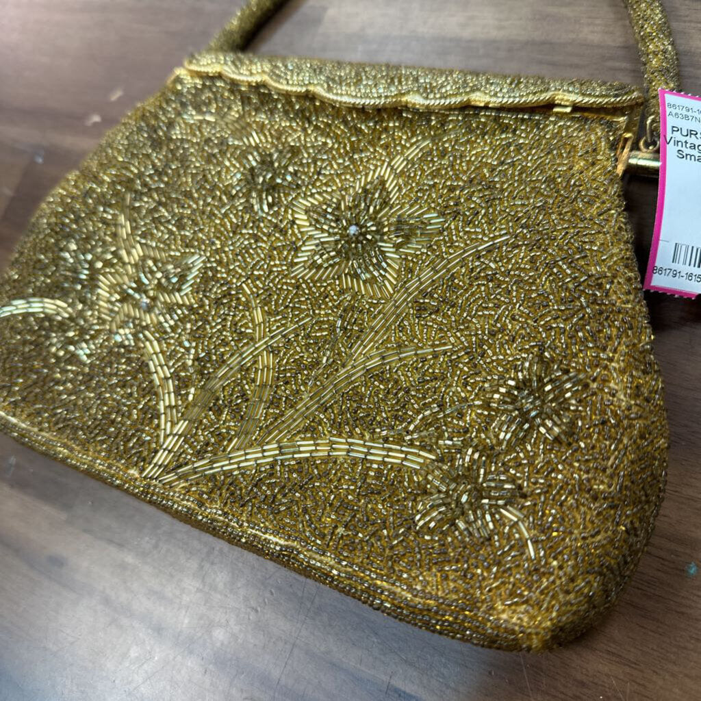 Vintage Gold Beaded Small Purse