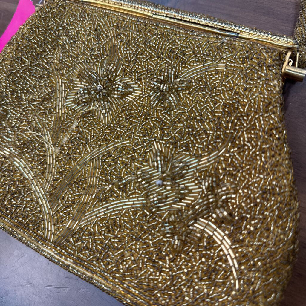 Vintage Gold Beaded Small Purse