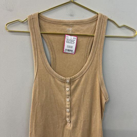 Aerie Brown Ribbed Henley Tank Top Small