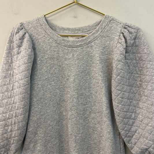 Loft Grey Quilted Long Sleeve Top Extra Small