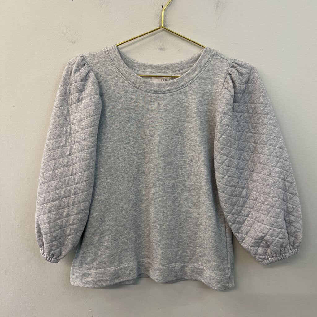 Loft Grey Quilted Long Sleeve Top Extra Small