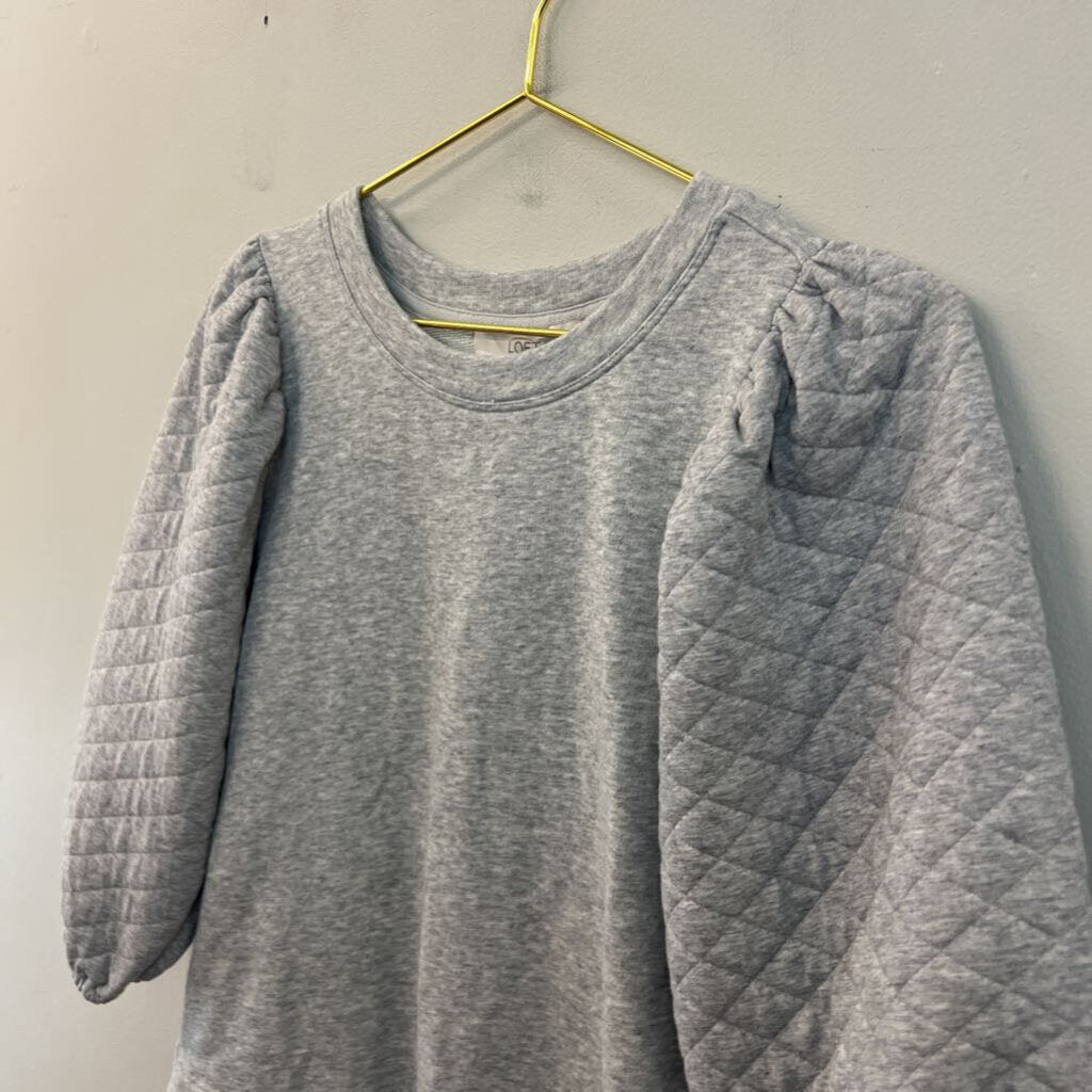 Loft Grey Quilted Long Sleeve Top Extra Small