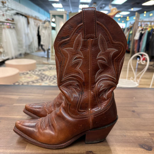 Justin Brown Leather Western Boots 6.5