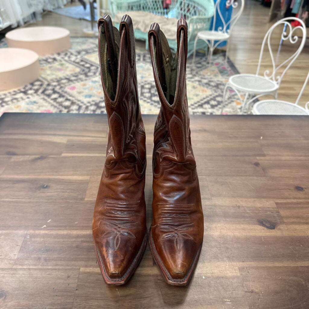 Justin Brown Leather Western Boots 6.5