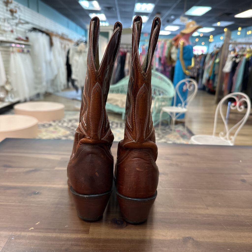 Justin Brown Leather Western Boots 6.5
