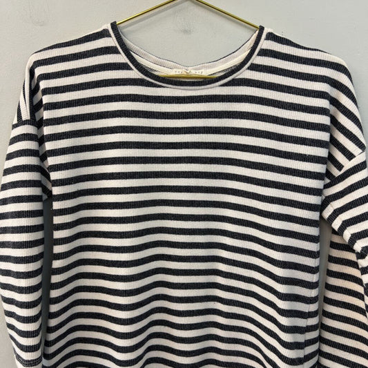 Copper Key White/ Grey Striped Long Sleeve Top Large