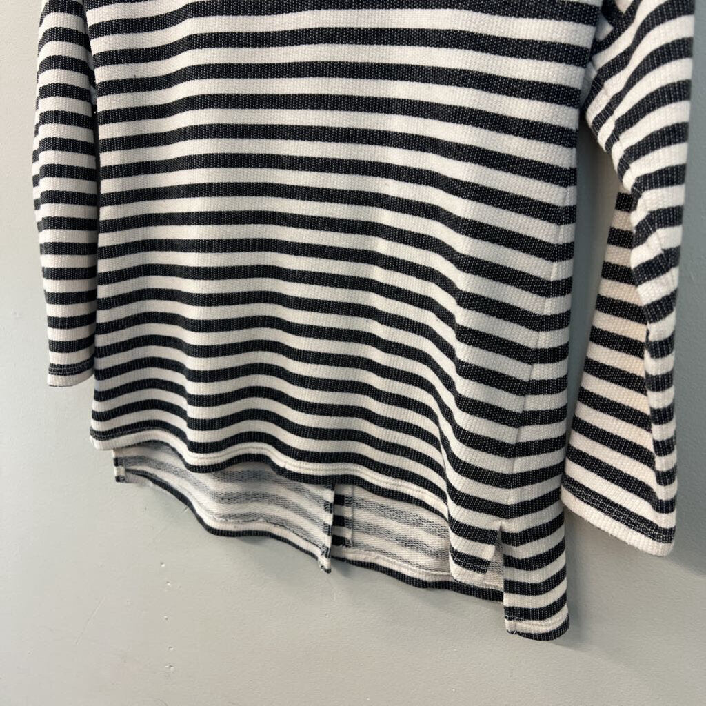 Copper Key White/ Grey Striped Long Sleeve Top Large
