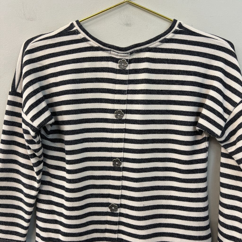 Copper Key White/ Grey Striped Long Sleeve Top Large