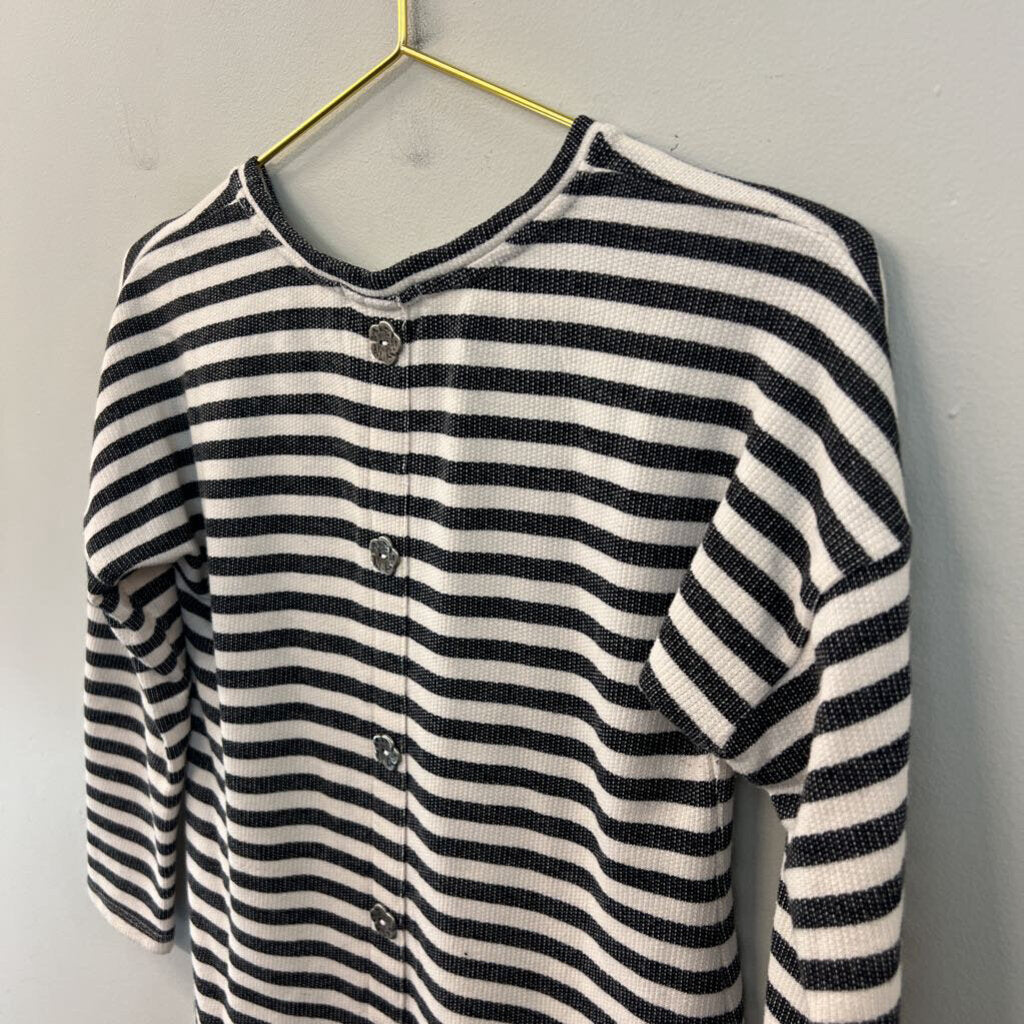 Copper Key White/ Grey Striped Long Sleeve Top Large