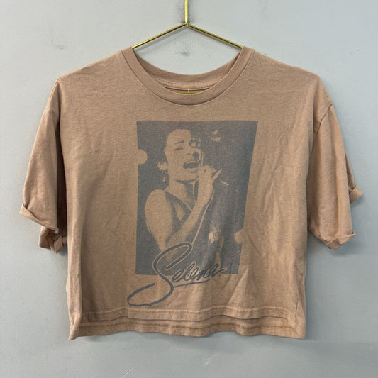Selena Brown Cropped Short Sleeve Graphic Tee Medium