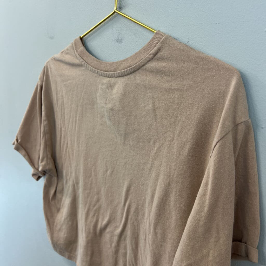 Selena Brown Cropped Short Sleeve Graphic Tee Medium