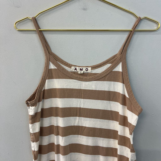 AMO Brown/ White Striped Tank Top Small
