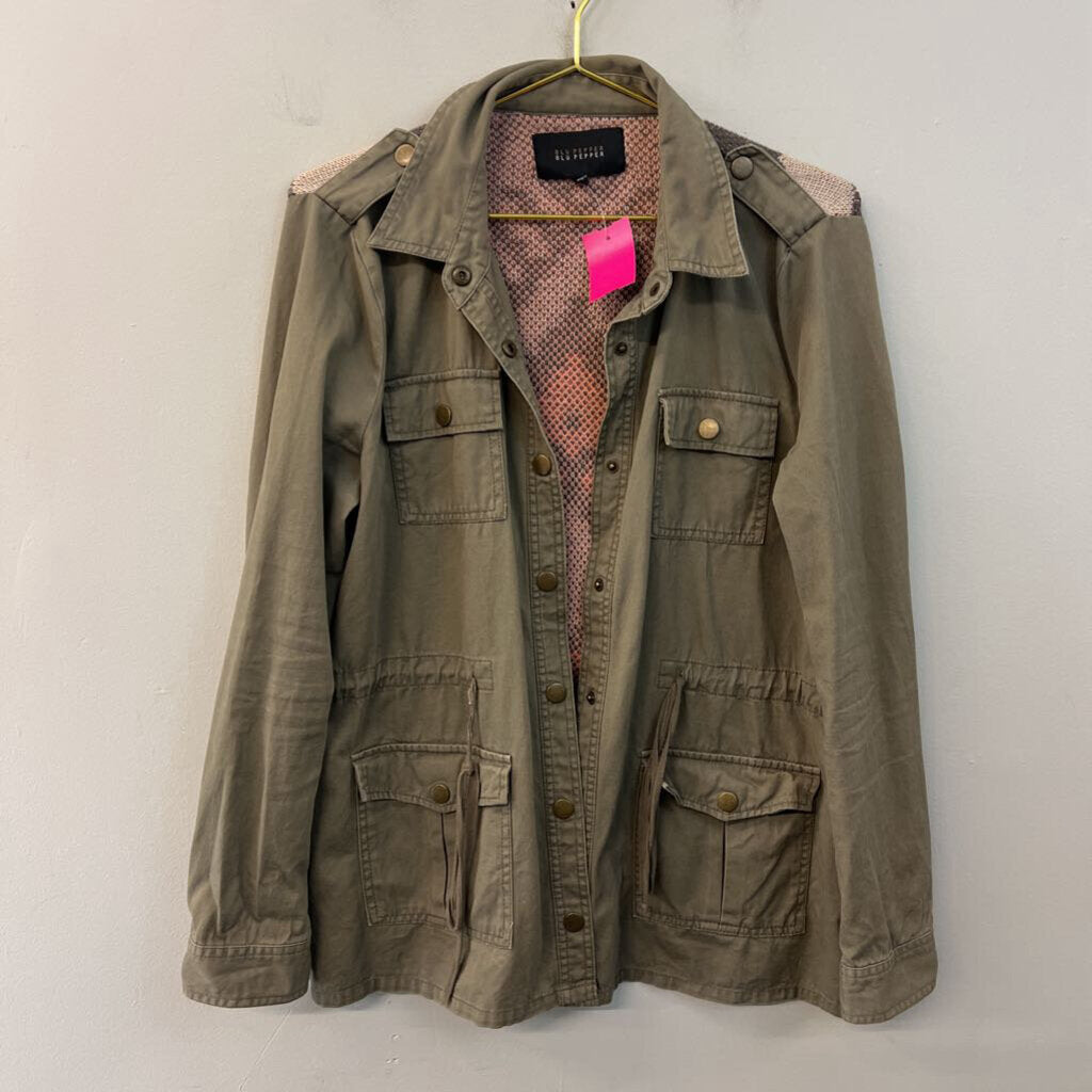 Blu Pepper Green Sweater Back Long Sleeve Jacket Large