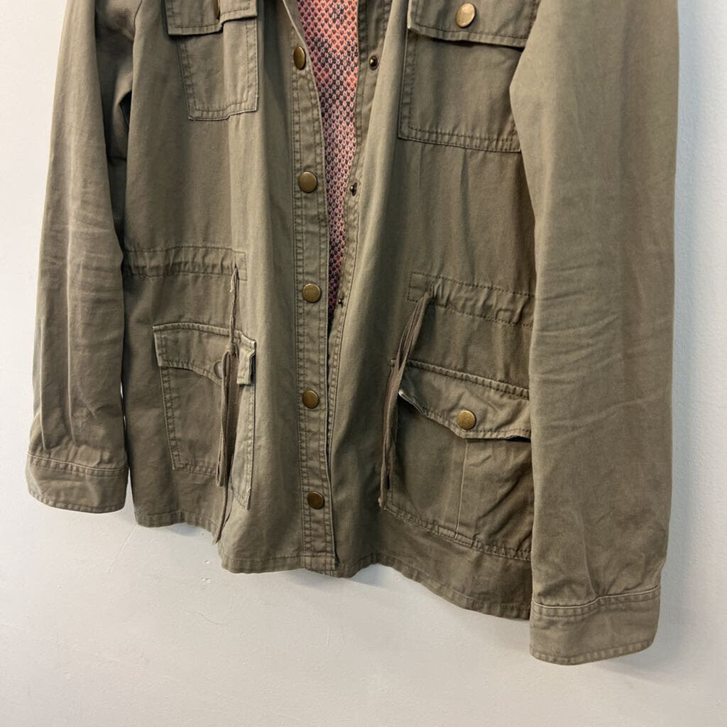 Blu Pepper Green Sweater Back Long Sleeve Jacket Large
